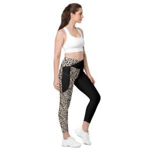 Leopard Crossover leggings with pockets