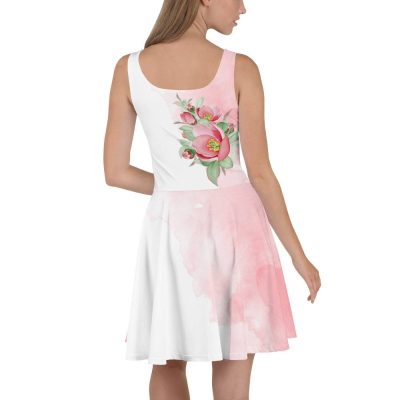 Pink & White Flowers Skater Dress