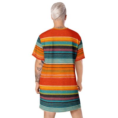 Vintage Crochet Knit Striped T-shirt dress