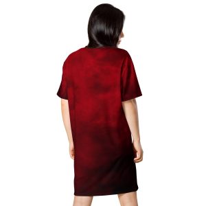 Crimson and black T-shirt dress