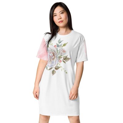 Pink & White Flowers T-shirt dress