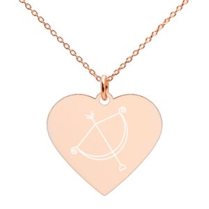Cupid’s bow Engraved Silver Heart Necklace