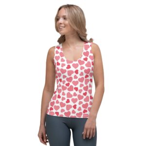 Red Hearts Sublimation Cut & Sew Tank Top