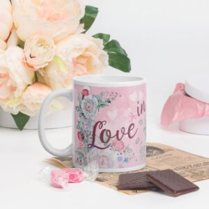 Love in the morning White glossy mug