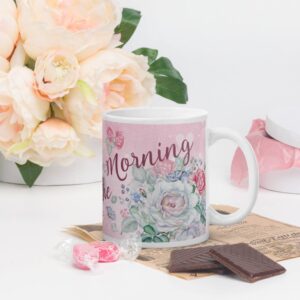 Love in the morning White glossy mug