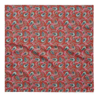 Green with a red background paisley All-over print bandana