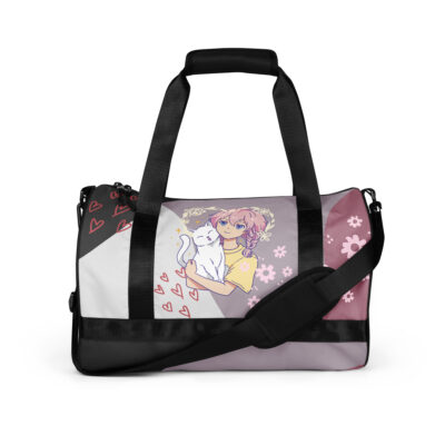Girl with cat All-over print gym bag