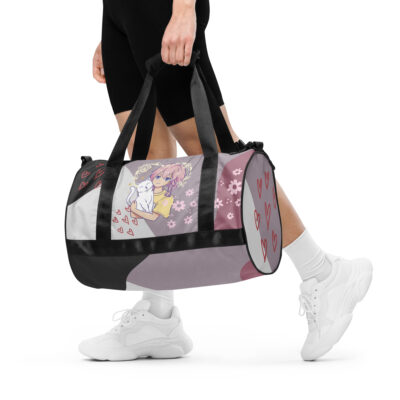 Girl with cat All-over print gym bag