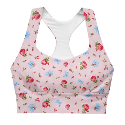 Pink Flowers & Blue Bow Pattern – Search for the collection Longline sports bra