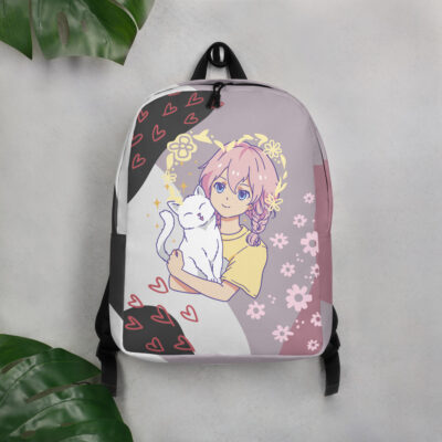 Girl with cat Minimalist Backpack
