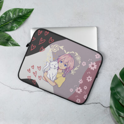 Girl with cat Laptop Sleeve