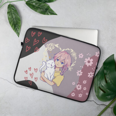 Girl with cat Laptop Sleeve