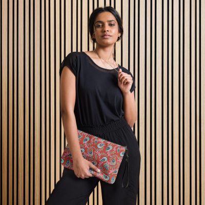 Green with a red background paisley Crossbody bag